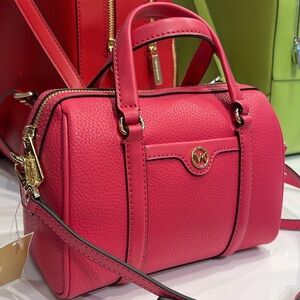 Michael Kors Travel Small Duffle Leather Crossbody Satchel Electric Pink
NWT